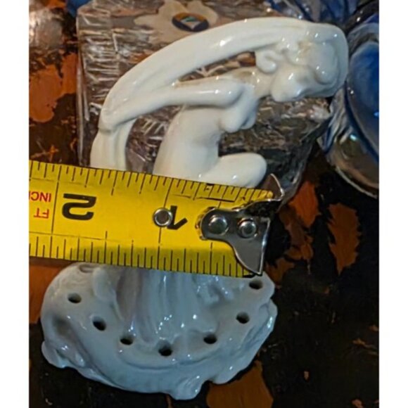 Vintage Flower Frog Ceramic Nude Woman Figurine 4.5" Off-White Glossy Art Deco - Picture 11 of 12